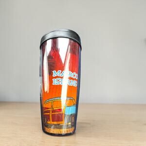 Marco Island Florida Souvenir Travel Tumbler | Woody Wagon Sunset Graphic